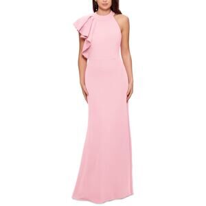 Betsy & Adam Sleeveless Ruffled A-Line Evening Gown Pink Size 6 Formal Dress